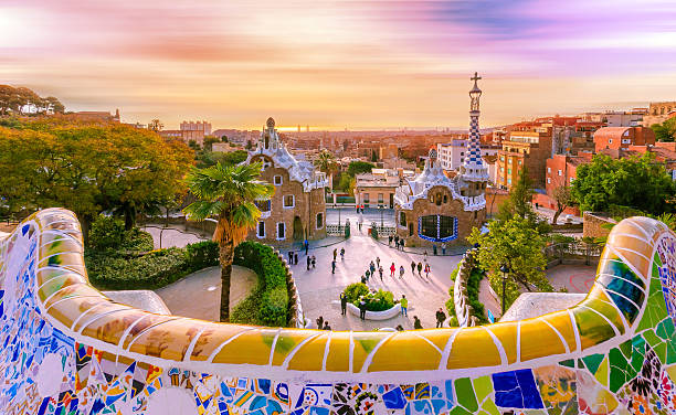 vista de la ciudad desde el parque güell en barcelona